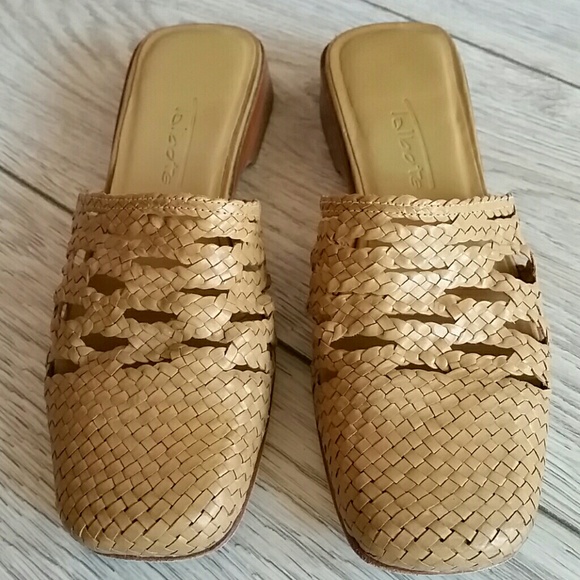 Talbots Shoes - Talbots Tan Woven Leather Mules 6-6.5